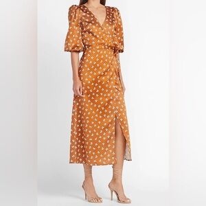 Express x ladygang floral wrap midi dress